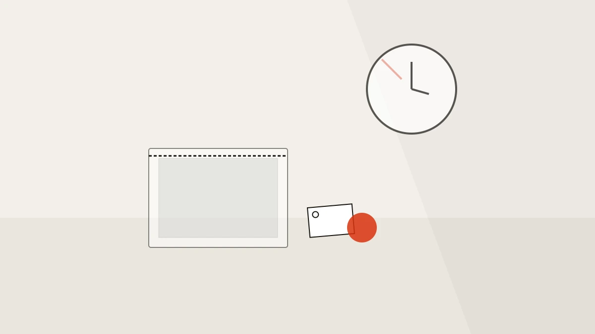 An evidence bag and a printed Story frame race a desk clock, the preservation step behind how to take down a Snapchat story.