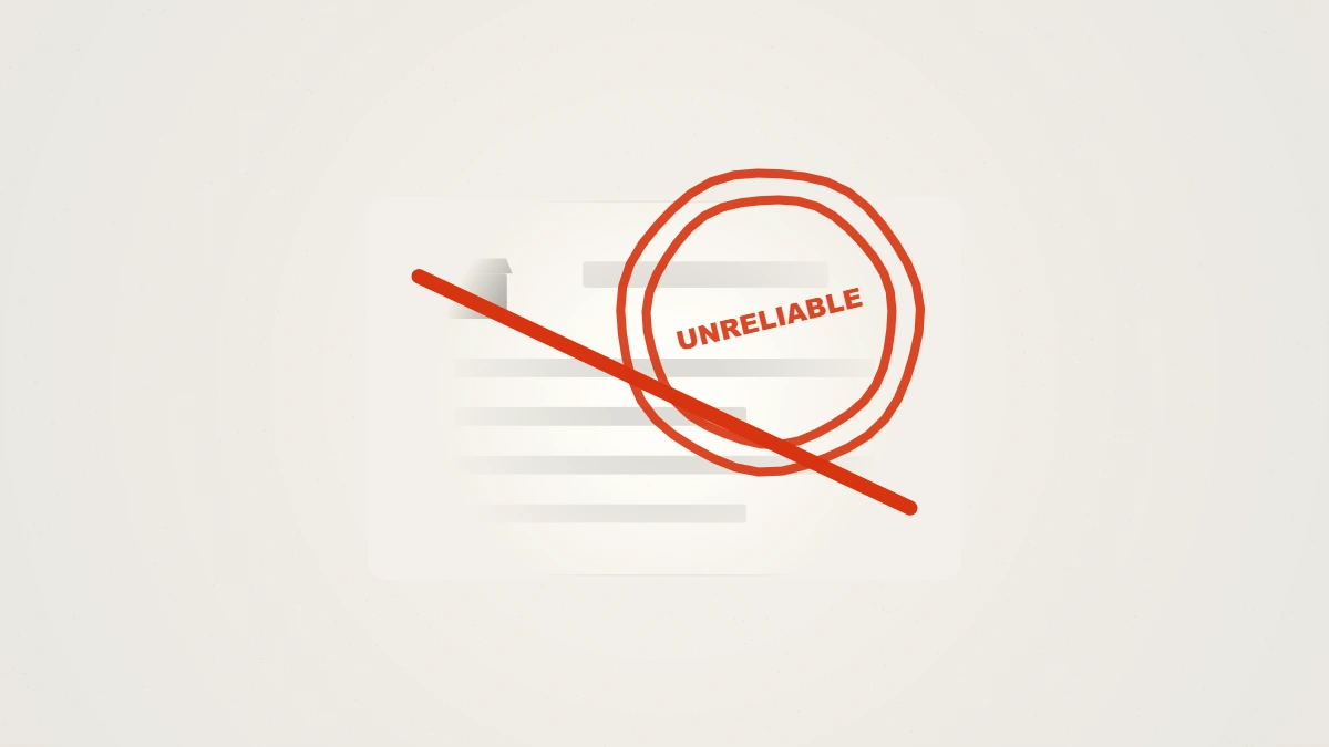 A conceptual illustration of an instagram ban service discord advert struck through by a red unreliable rubber stamp.