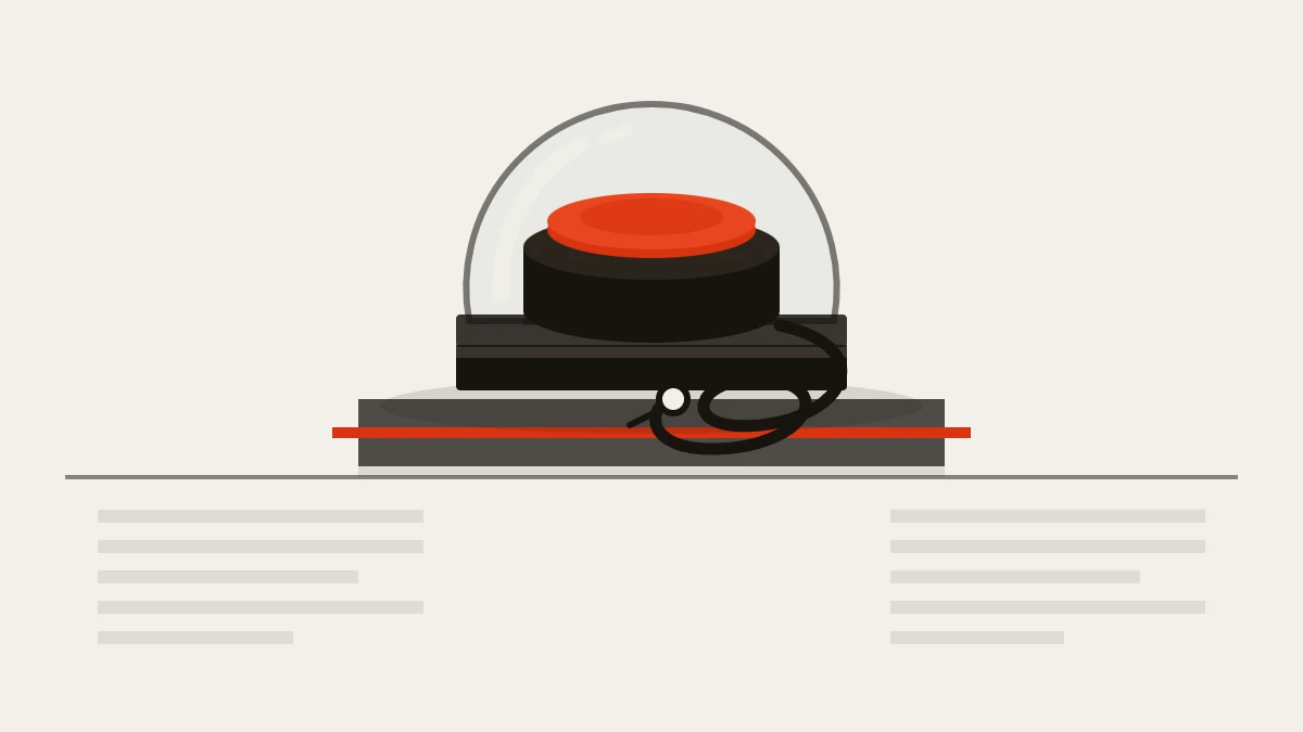 A counter push-button sold as a ban switch, wired to nothing behind the glass, the honest shape of a tiktok ban service.