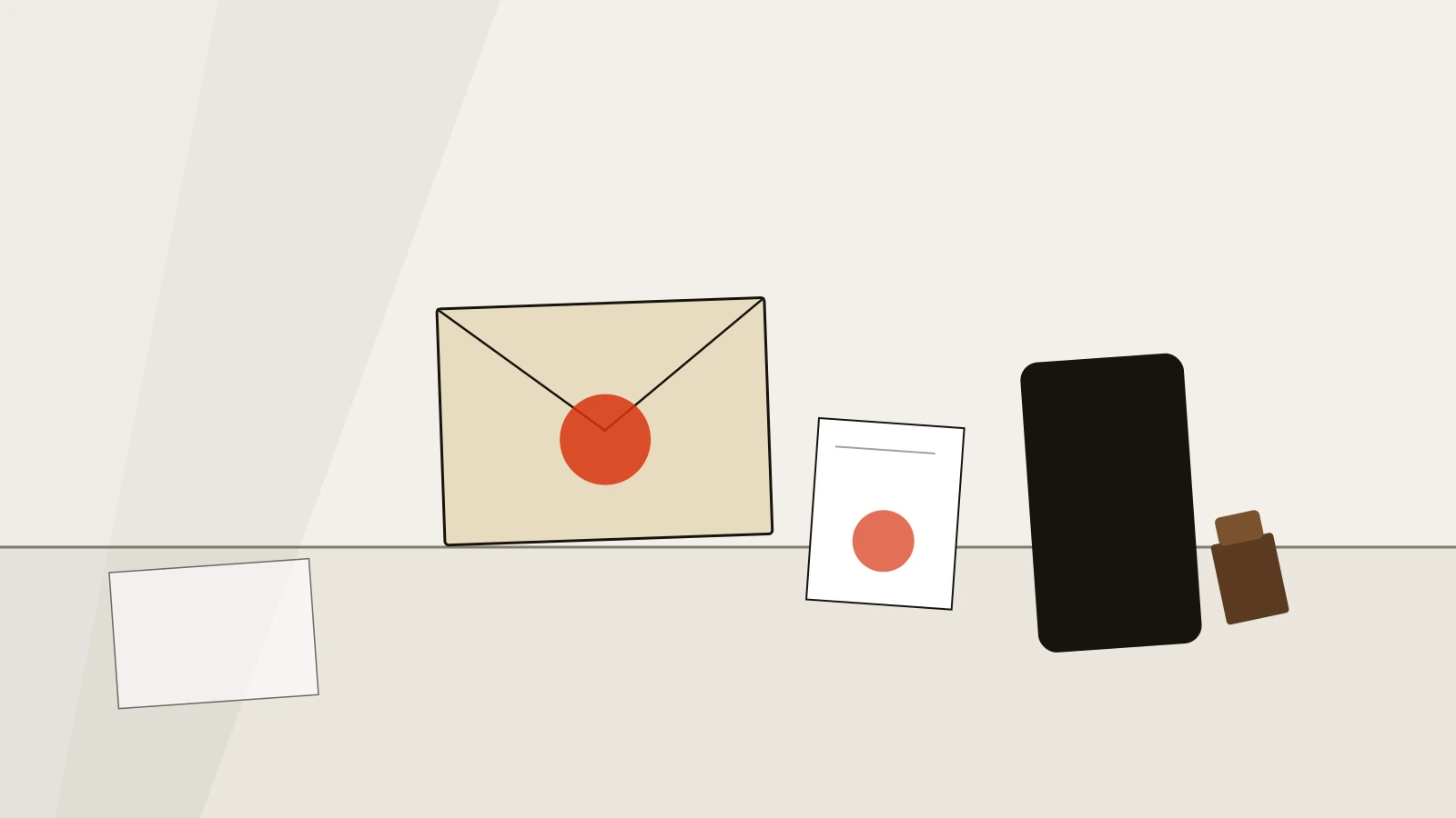 A sealed evidence envelope beside a stamped fee receipt on a press desk, the fixed limit facing any whatsapp ban service.